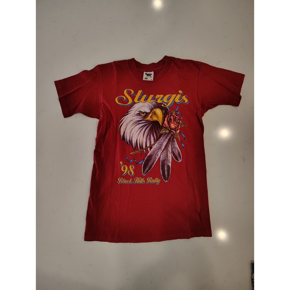 Vintage 1998 Sturgis Motorcycle Rally T-Shirt Mens Medium Red Eagle Double Sided